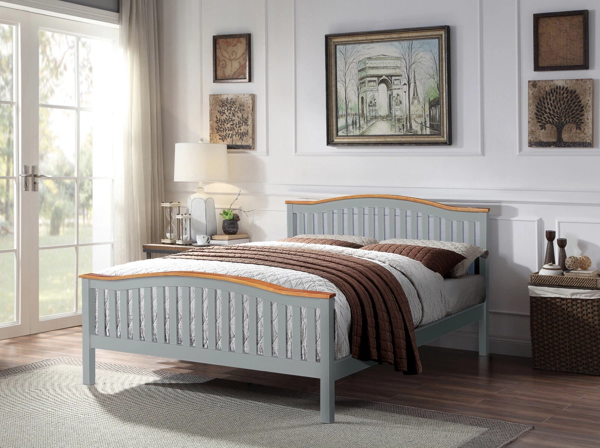 3ft 4ft6 5ft Solid Wooden Curved Bed Frame in Grey or White eBay