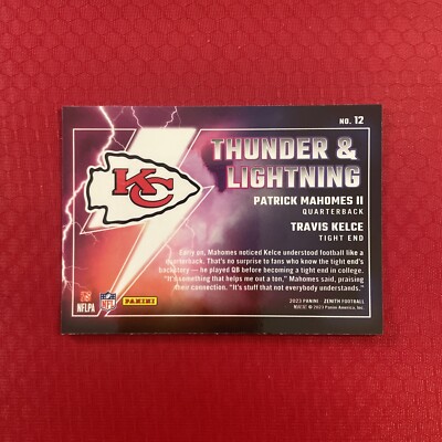 🔥2023 Panini Zenith Thunder & Lightning Patrick Mahomes Travis