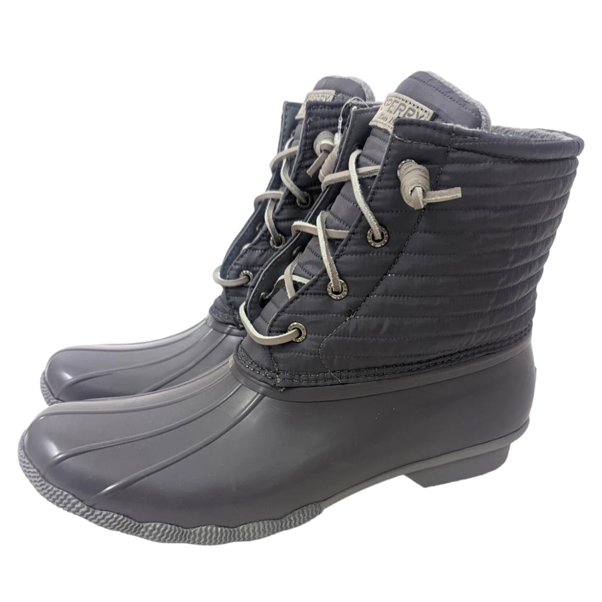 Women's saltwater quilted nylon duck boot dark grey deals