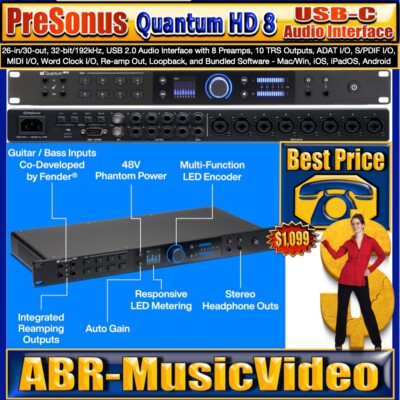 PreSonus Quantum HD 8 Rackmountable USB-C Audio Interface - 1U/ 1 Year Warranty