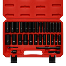 31pcs 38 Deep Impact Socket Set Metric Sae Cr-v Extension Bar 3 6-inch 31pcs 38 Deep Impact Socket Set Metric Sae Cr-v Extension Bar 3 6-inch