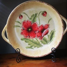 MAXCERA Rustic Floral Red Poppy Large Bowl Platter 15"