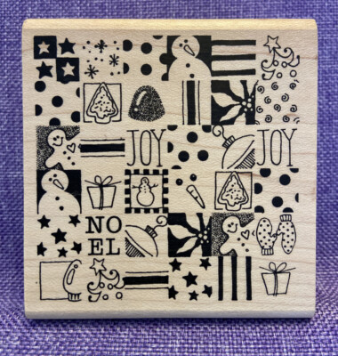 VTG ~ Art Going Wild ~ #H2-2014 ~ Jolly Noel Collage ~ Rubber Stamp ~ Brand New!