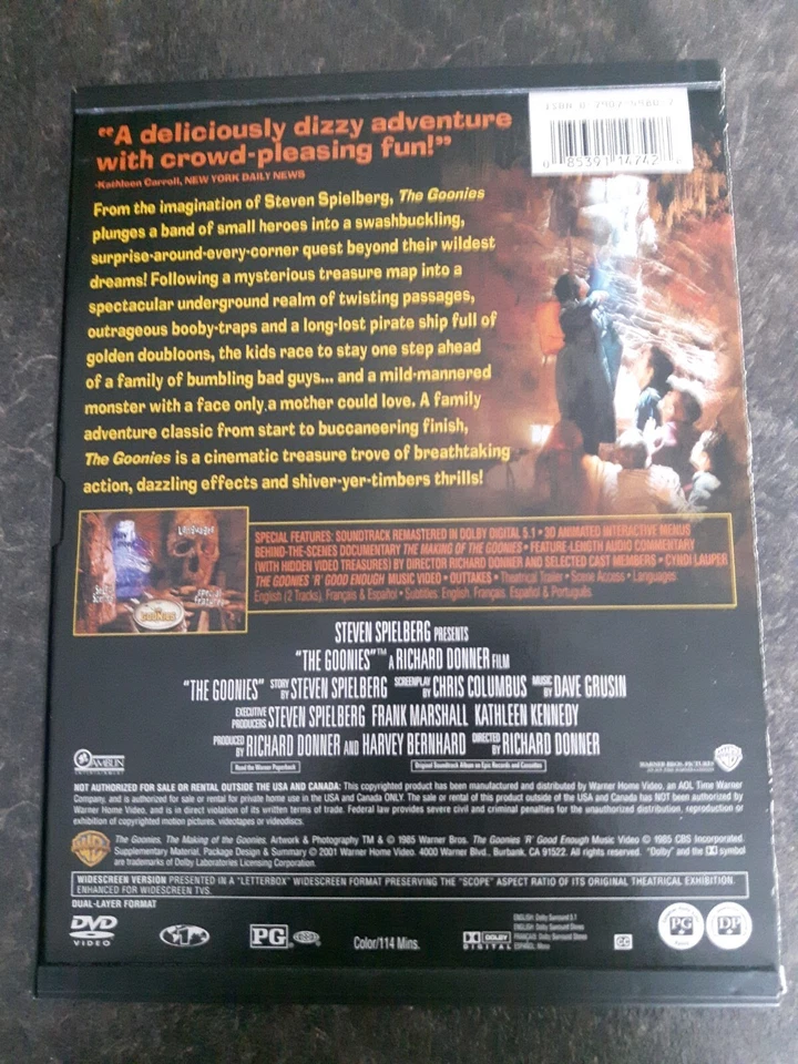 The Goonies 1985 DVD Movie Widescreen Good Condition - Image 2 of 2