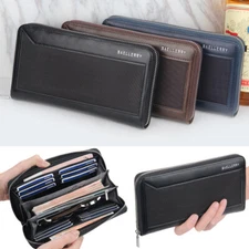 Men's Long Wallet Credit Card Holder Purse Large Capacity Leather Clutch Handbag