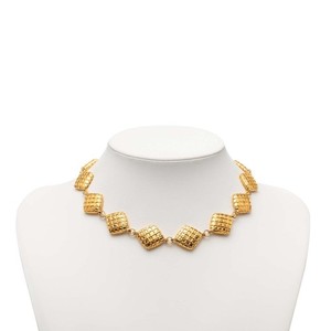 Authentic Chanel Diamond Motif Rhombus Bean Necklace Choker Gold Plated Wome... GZl1hssb