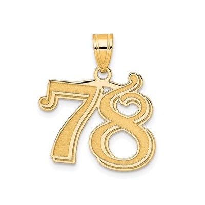 14k Yellow Gold Number 78 Pendant Unisex Polished Milestone Birth Year Charm