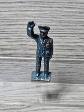 1930s Barclay Toy Figure Railroad Train Conductor Police Man Lead Gray Iron