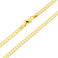 14K Yelllow Gold 2.5Mm Kubanisch Panzerkette Massiv Link Halskette Herren Damen