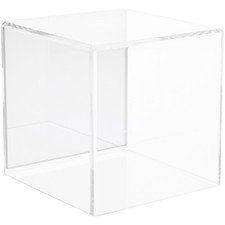 Plymor Clear Acrylic Display Case with No Base Mirror Back , 4" x 4" x 4"