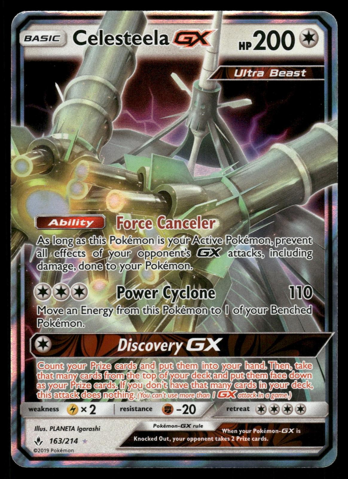 Celesteela GX 163/214 Holo GX Rare Unbroken Bonds Pokemon Moderately Played