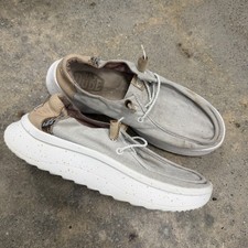 Hey Dude Wendy Peak Woven Casual Shoes Natural Womens Sz 9 STAINS 