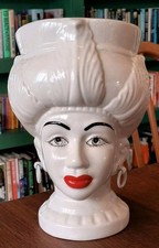 Large White Ceramic Ladies Head Planter Vase