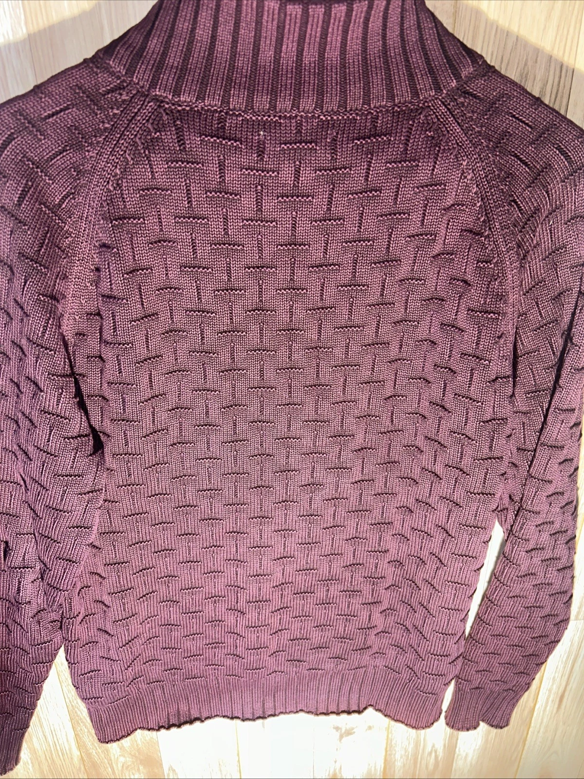 Carbon 2 Cobalt Men’s Medium Burgundy Basketweave Full Zip Long Sleeve Jacket - product detail image 5