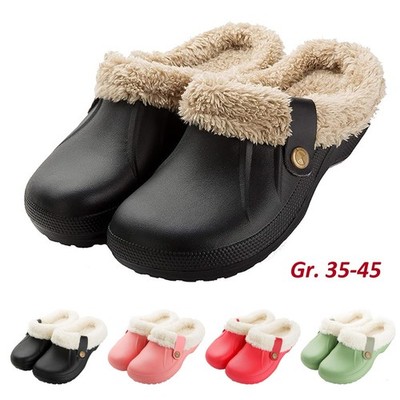Plüsch Hausschuhe Herren Damen Clogs Gefüttert Winter Warme Gartenschuhe Outdoor