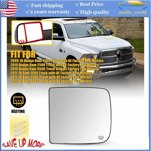 Upper Left Driver Side Heated Towing Mirror Glass For Dodge Ram 1500 2500 3500 W