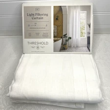 Threshold White Linen Light Filtering Curtain Single Panel 54" x 95" New