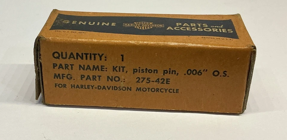 老式原始设备制造商二战哈雷戴维森活塞销套件 275-42E .006 O.S. 摩托车 — 第 2/4 张图片