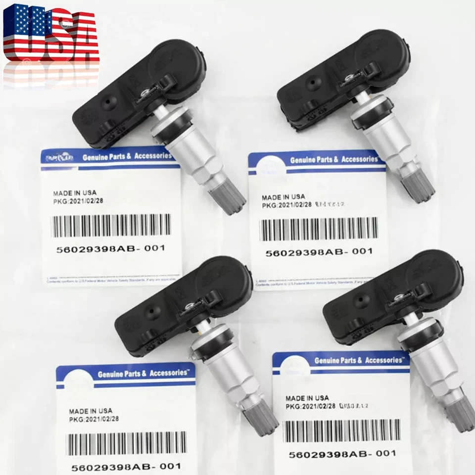 Sensor de presión de neumáticos TPMS genuino OEM de 4 piezas para Dodge Chrysler Jeep RAM 56029398AB Foto 2 de 4