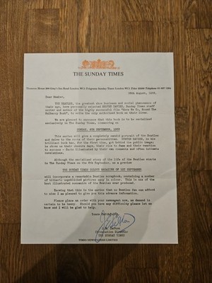 Beatles Hunter David Book Release Sunday Times Letter 1968