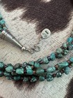 SIGNED FIVE STRAND NATIVE AMERICAN LONG TURQUOISE NUGGET HEISHI BEAD NECKLACE — photo 3