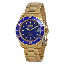 Invicta Pro Diver Blue Dial Gold Plated NH35A. Mech/Auto Men's 200M Watch- 8930