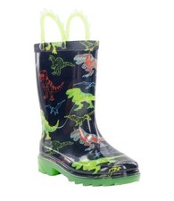 Western Chief Toddler Dino Soar Rain Boots Dinosaur Pattern Size 6T Light Up