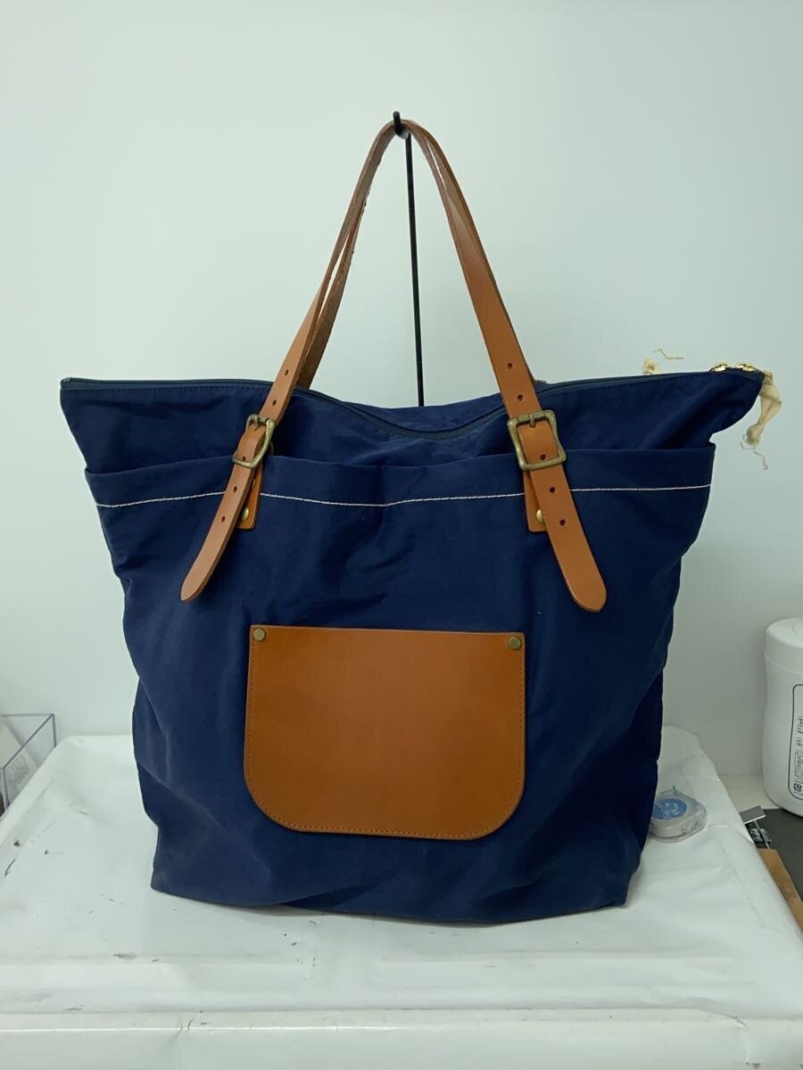 バッグ Workers Leather Handle Tote Bag Navy Navy Leather Tote Bag — Work Tote Handbag, Dark Blue Laptop