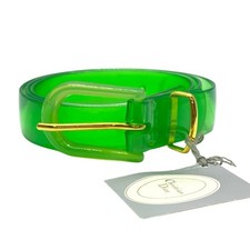 Christian Dior Vintage Sports Line Vinyl Belt Clear Green Gold M