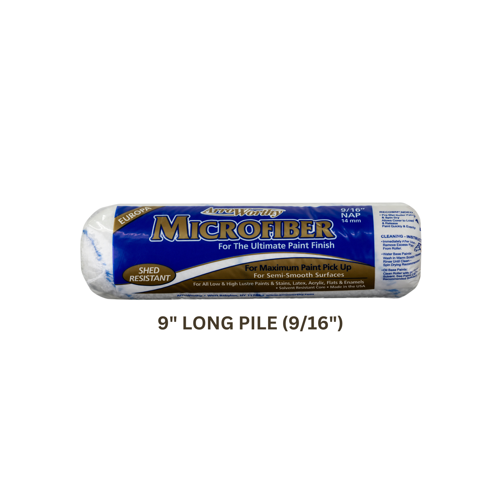 Arroworthy Microfibre Blue Stripe Roller Sleeve 9/16"" Long Pile 9""