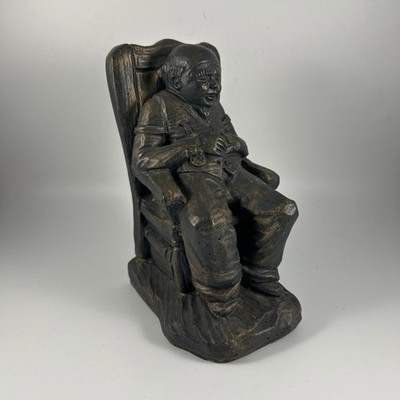 Buchstütze Vintage Austin Productions Skulptur  Schlafender Opa  - AP559
