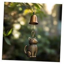 Cat Wind Chime 2025 New Unique Cat Garden Decor Outdoor Cat Statue Themed A1
