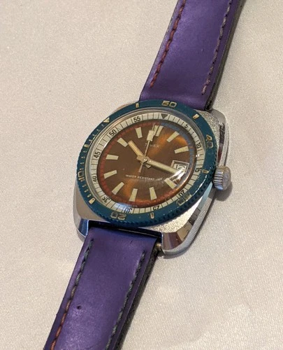 Vintage 1970'S TIMEX Men's Manual Diver's Watch PEPSI Dial Marlin Diving Running