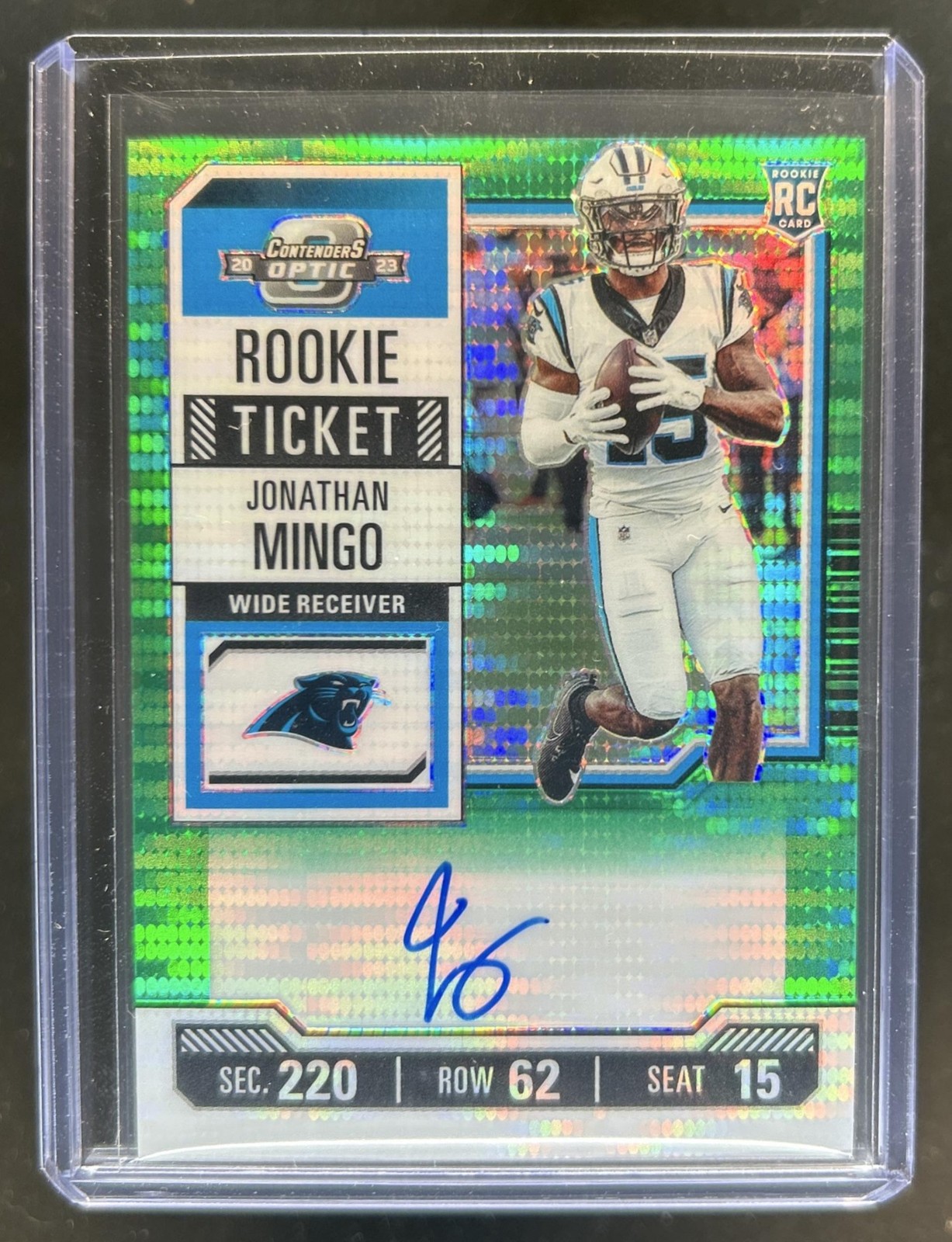 Jonathan Mingo Panini Contenders Optic #119 Autograph Green Pulsar