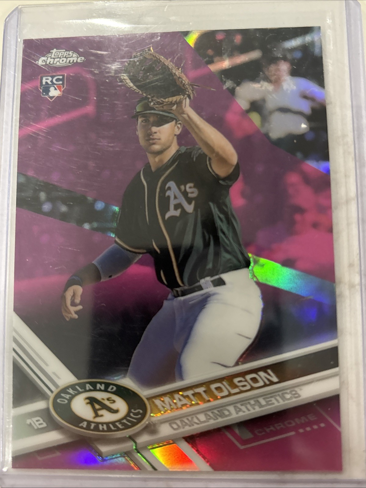 2017 Topps Chrome - Matt Olson #98 Pink Refractor (RC)