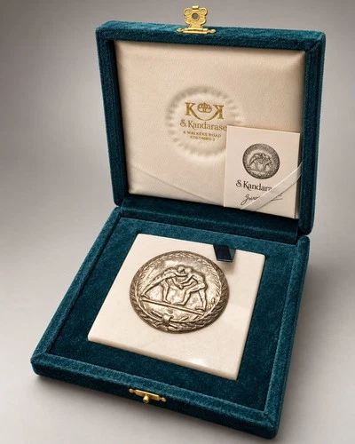 Fine Art Wrestling Award Crafted From 925 Silver & Athenian Marble
