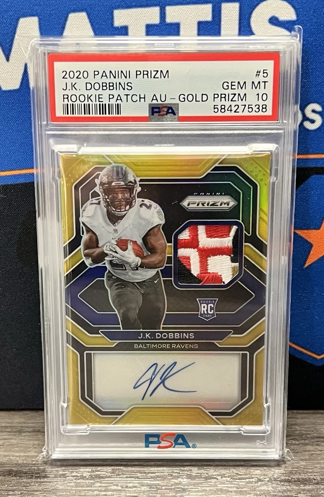 JK Dobbins Panini Prizm Rookie Patch Autographs #5 Gold