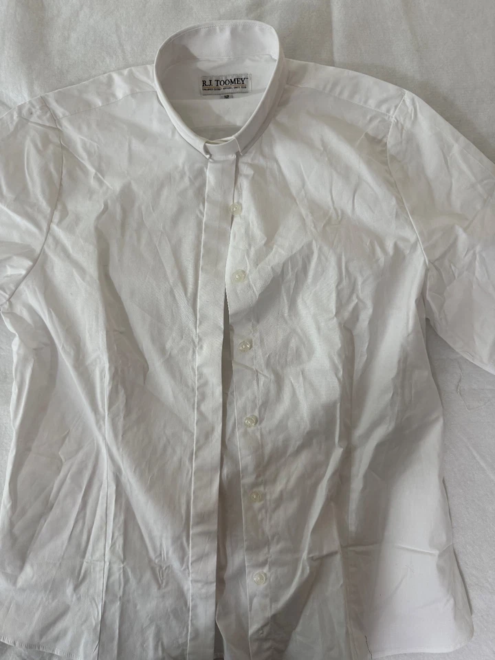 Women Clergy Shirt Pastor Priest Lady Tops Clerical Tab Collar 12 NEW - Image 2 of 4