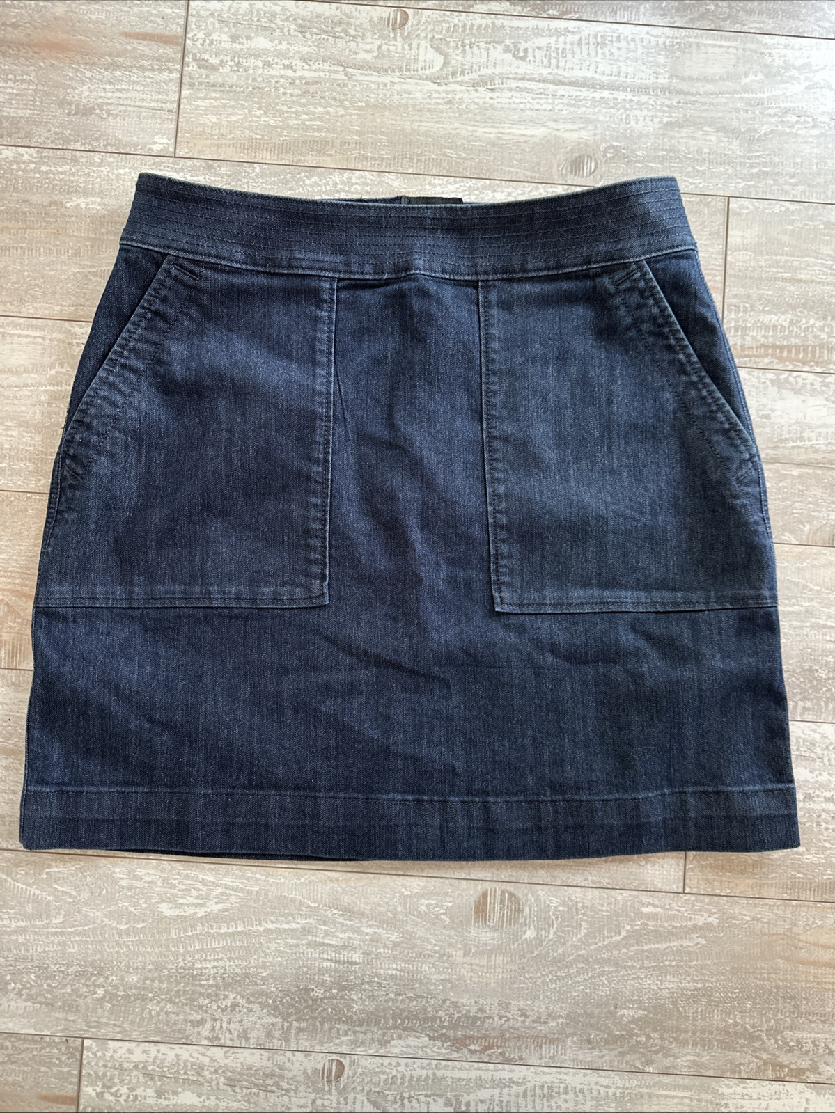 Made And Loved Loft Denim Skirt Size 6 Dark Wash A-line Front Pockets