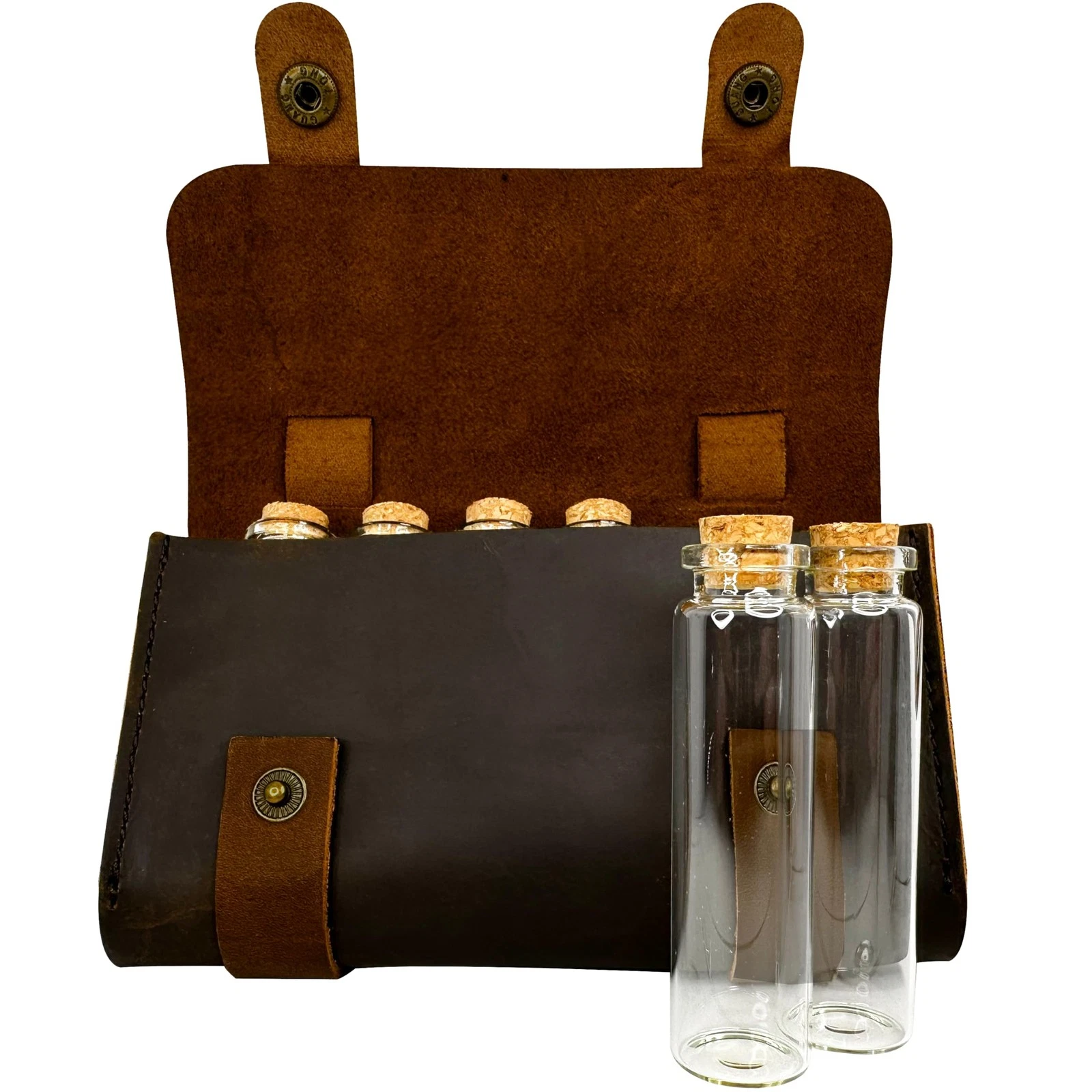Leather Spice Wallet Spice Rack - 6 Spice Jars, Portable Seasoning Storage Or...