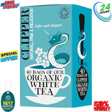 Clipper Organic White Tea Bags | 40 Bags of White Tea from China | for Home or 0.07 per strip