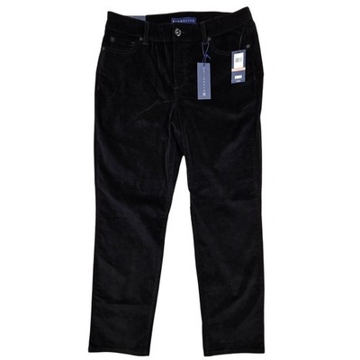 NWT Bandolino Mandie Straight Leg Corduroy Pants Black Womens 12 Stretch