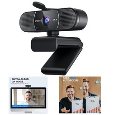C960 2K QHD Webcam: Fast Autofocus & Noise-Reduction Mics for Clear Calls