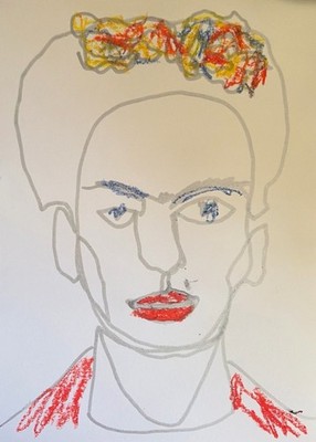 Original Silver  8x10 Frida Portrait Pop Art Acrylic Paper Signed Painting