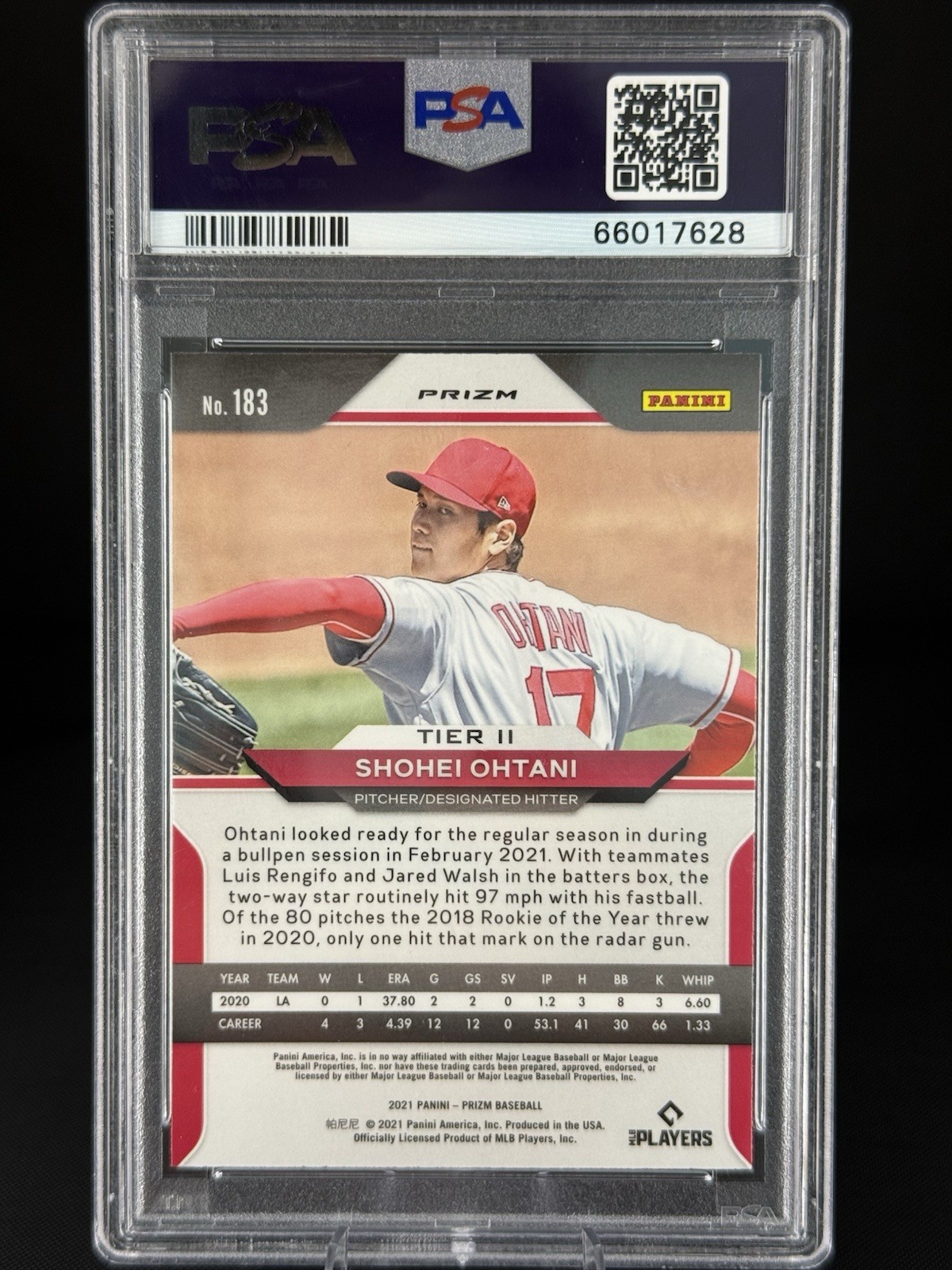 2021 PANINI PRIZM CAROLINA BLUE PRIZM #183 SHOHEI OHTANI PSA 10 POP 3 DODGERS view 4