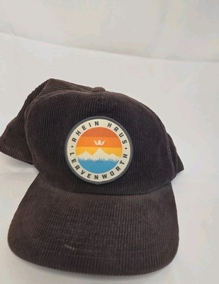 Rhein Haus Leavenworth Washington Hat Snapback Adjustable Courdouy Brown