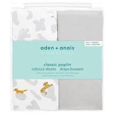 Aden + Anais Essentials Classic Poplin Baby Crib Sheets 100% Cotton Fitted Sheet
