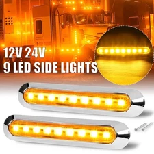 4LED 9LED Clearance Side Marker Lights Trailer Truck RV Chrome Oval Waterproof