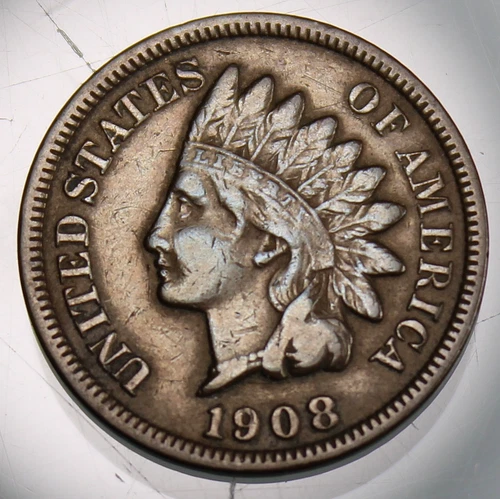 1908 S Indian Head Cent - VF !!
