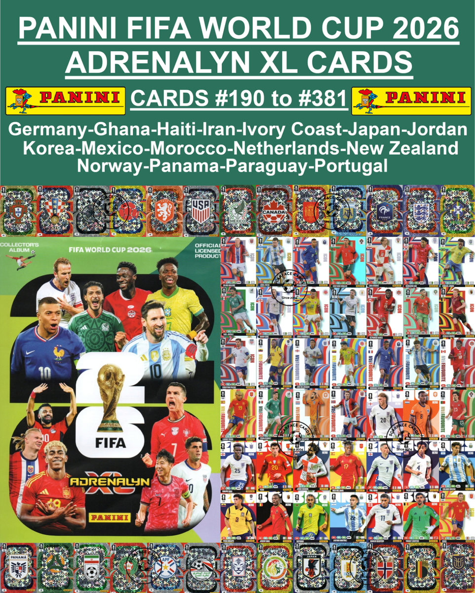 Panini Adrenalyn XL World Cup 2026 Cards #190 to #381 | eBay